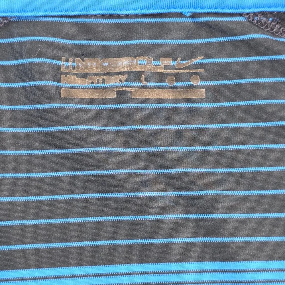 Nike Golf Pullover Men Large Black Blue Striped 1/4 Zip Dri-FIT Long Sleeve‎